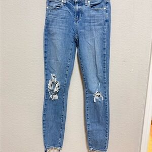 PAIGE Light Blue Distressed Skinny Jeans